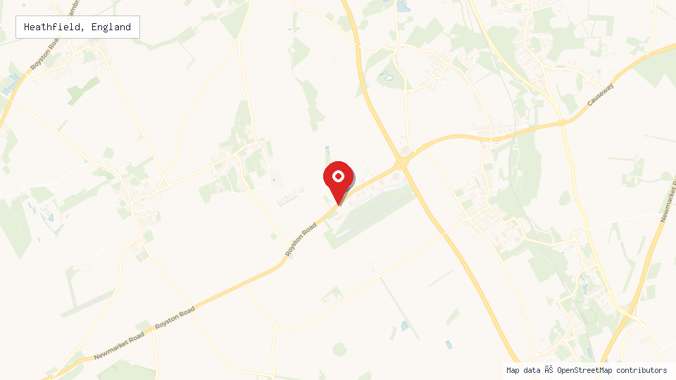 Street map of Heathfield, England with location pin
