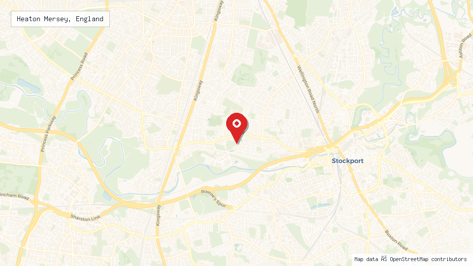 Street map of Heaton Mersey, England with location pin