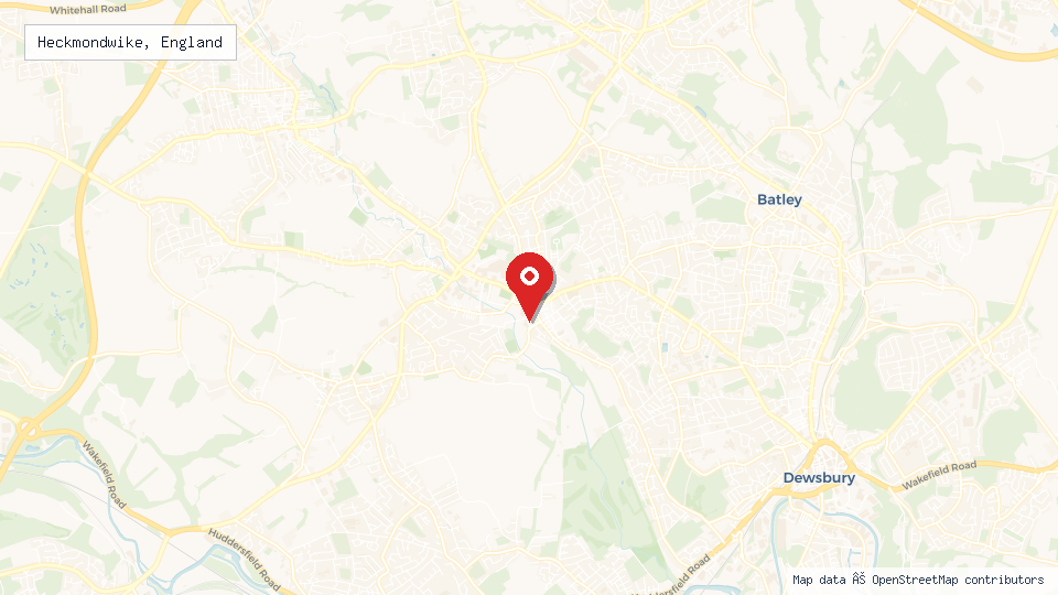 Street map of Heckmondwike, England with location pin