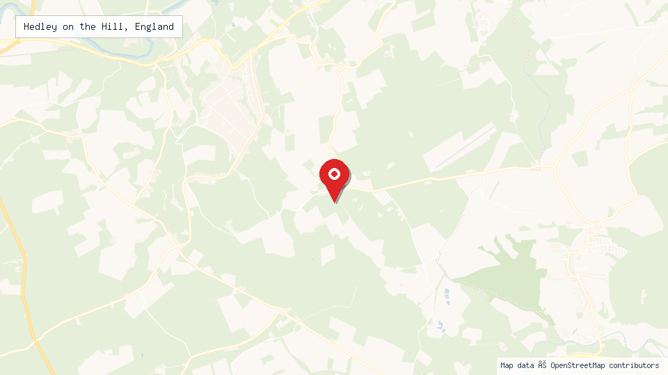 Street map of Hedley on the Hill, England with location pin