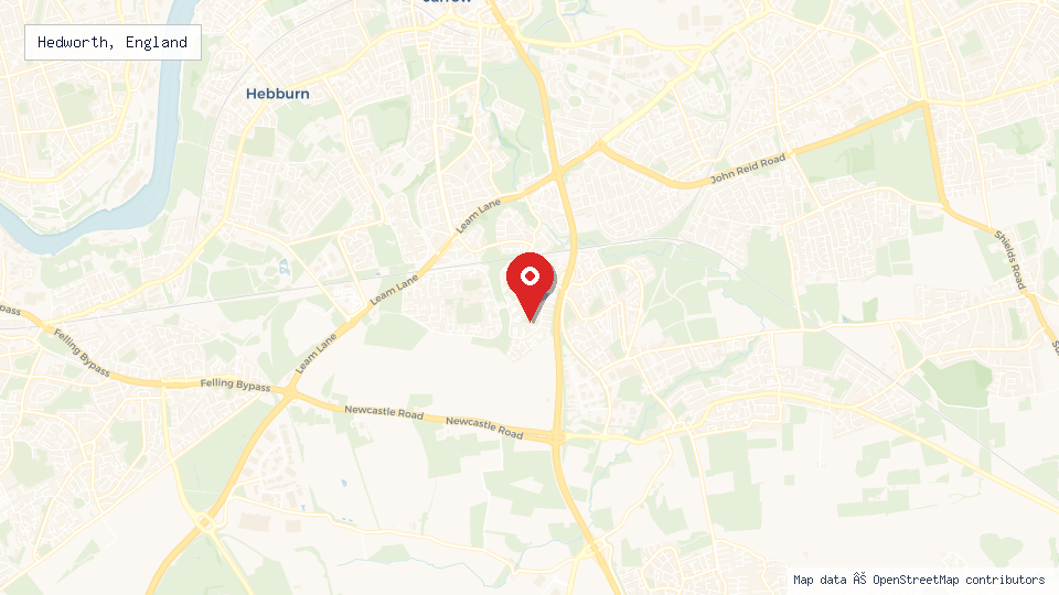 Street map of Hedworth, England with location pin