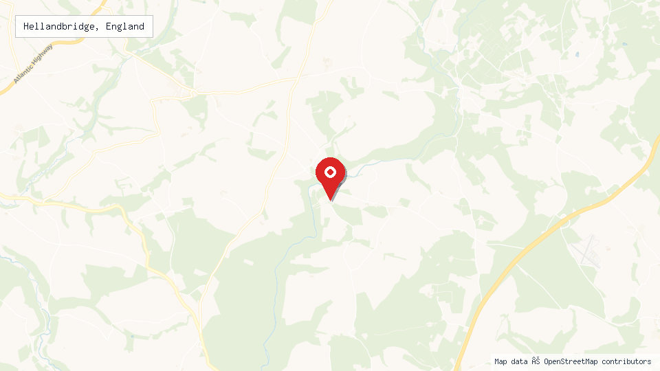 Street map of Hellandbridge, England with location pin