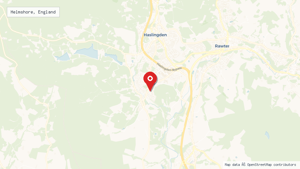 Street map of Helmshore, England with location pin