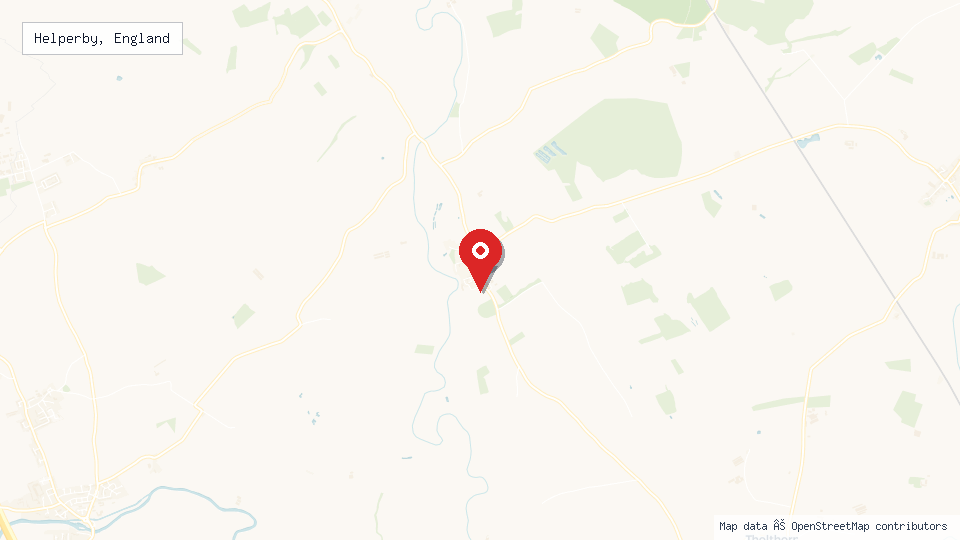 Street map of Helperby, England with location pin