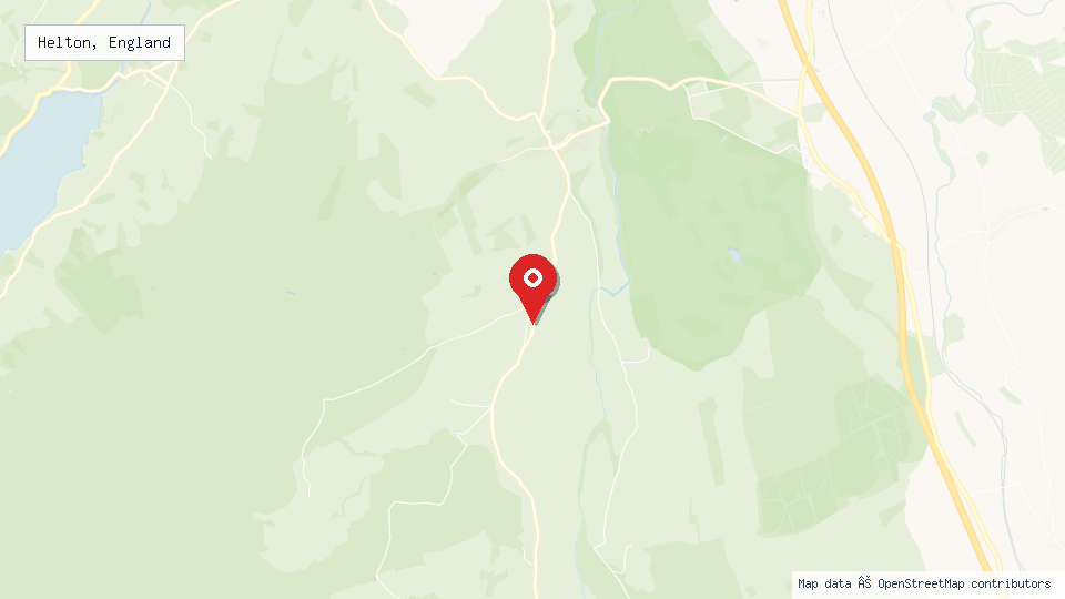 Street map of Helton, England with location pin