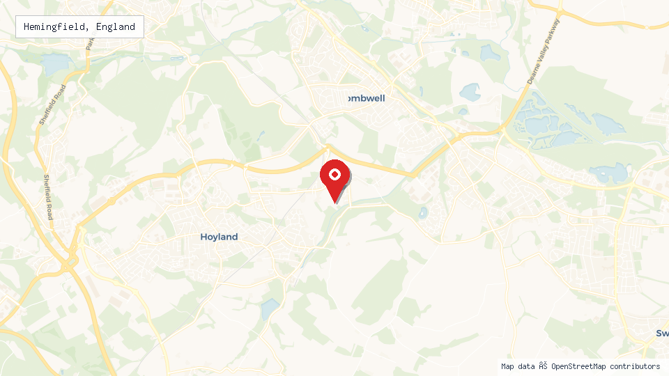 Street map of Hemingfield, England with location pin