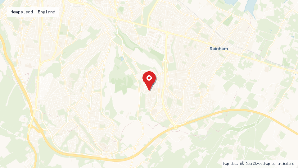 Street map of Hempstead, England with location pin
