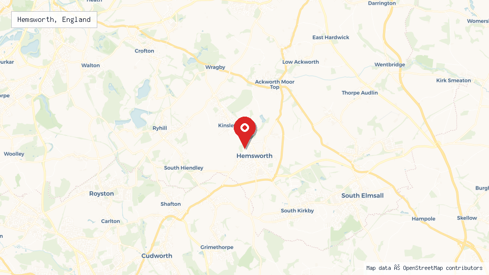 Street map of Hemsworth, England with location pin