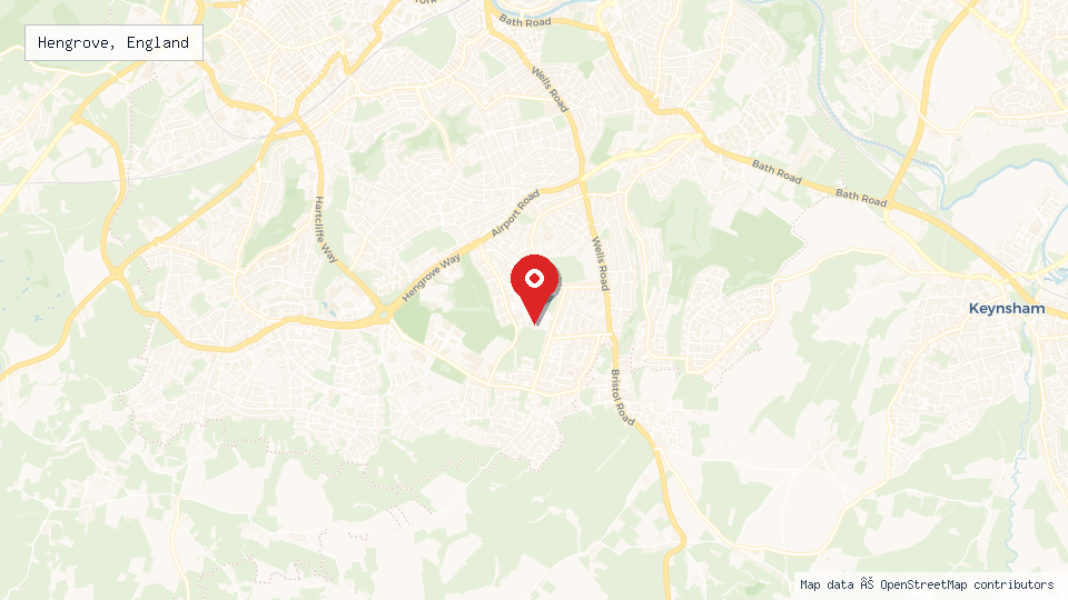 Street map of Hengrove, England with location pin