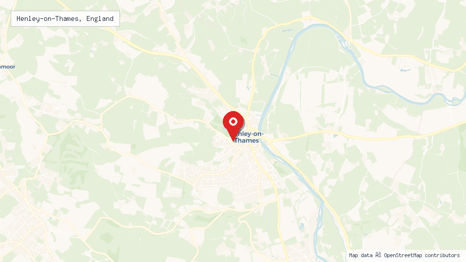 Street map of Henley-on-Thames, England with location pin