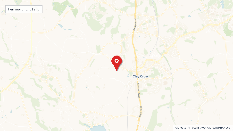 Street map of Henmoor, England with location pin
