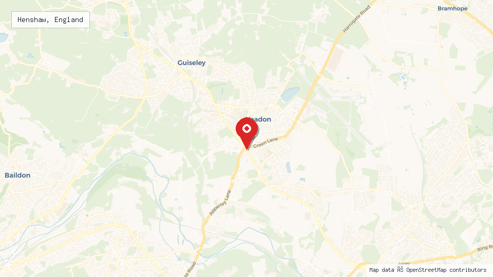 Street map of Henshaw, England with location pin