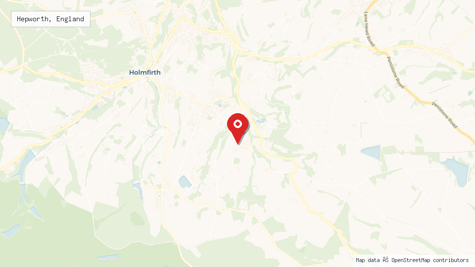 Street map of Hepworth, England with location pin
