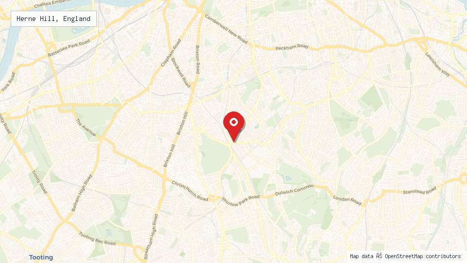 Street map of Herne Hill, England with location pin