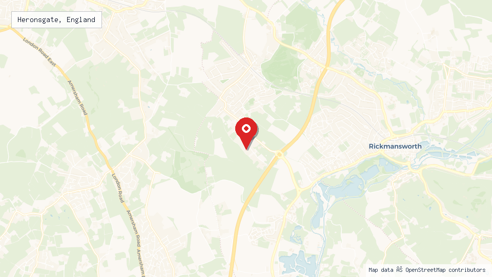 Street map of Heronsgate, England with location pin