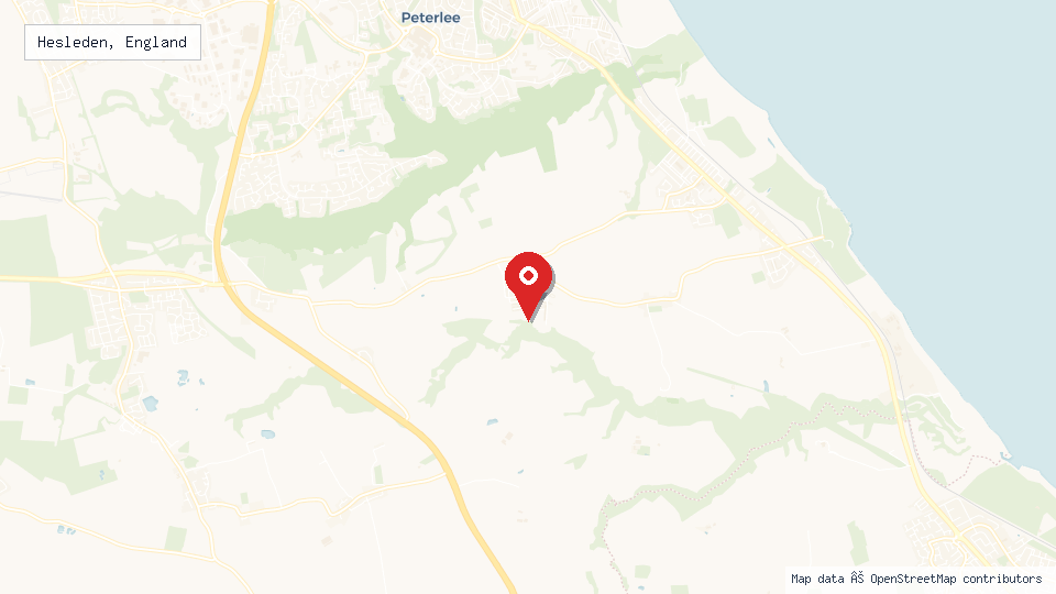 Street map of Hesleden, England with location pin