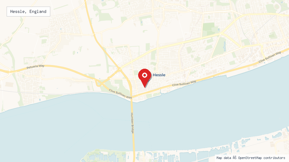 Street map of Hessle, England with location pin