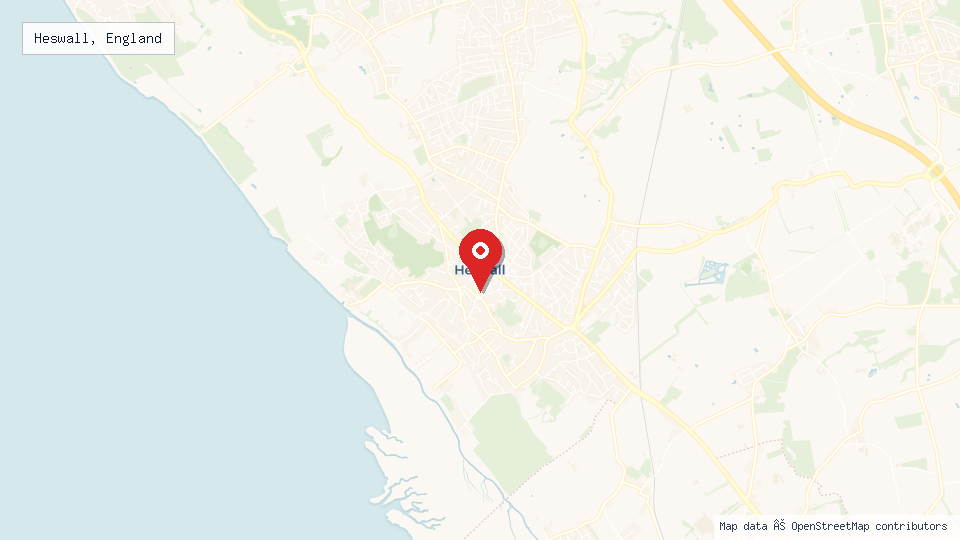 Street map of Heswall, England with location pin