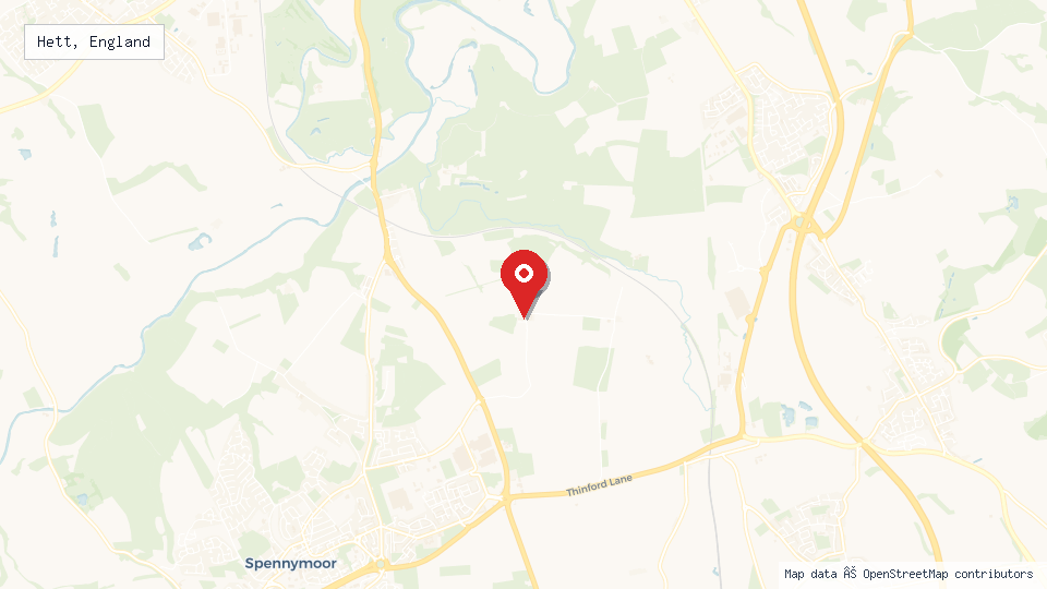 Street map of Hett, England with location pin