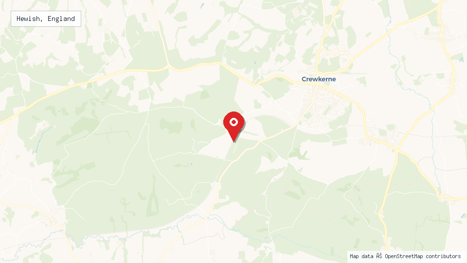 Street map of Hewish, England with location pin