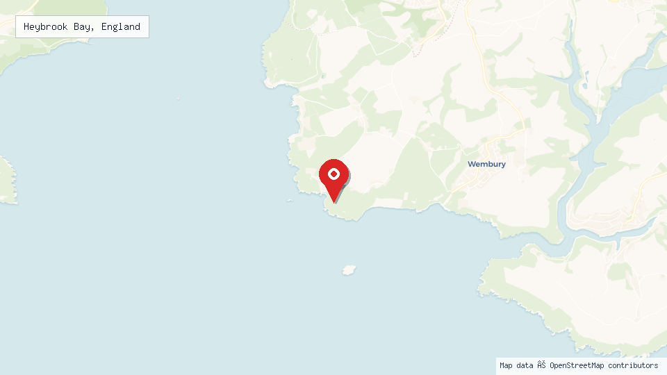 Street map of Heybrook Bay, England with location pin