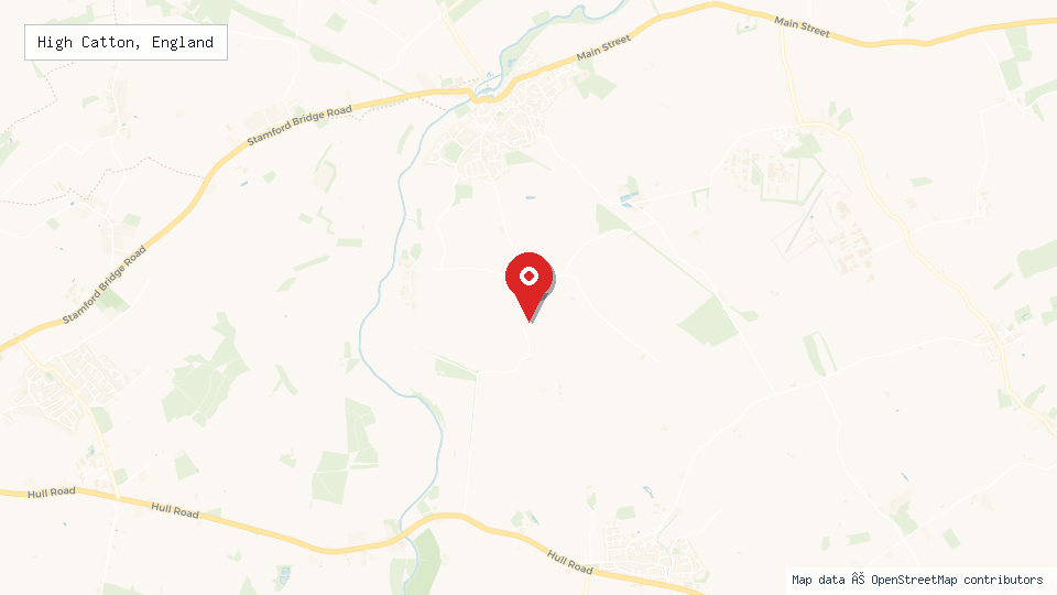 Street map of High Catton, England with location pin