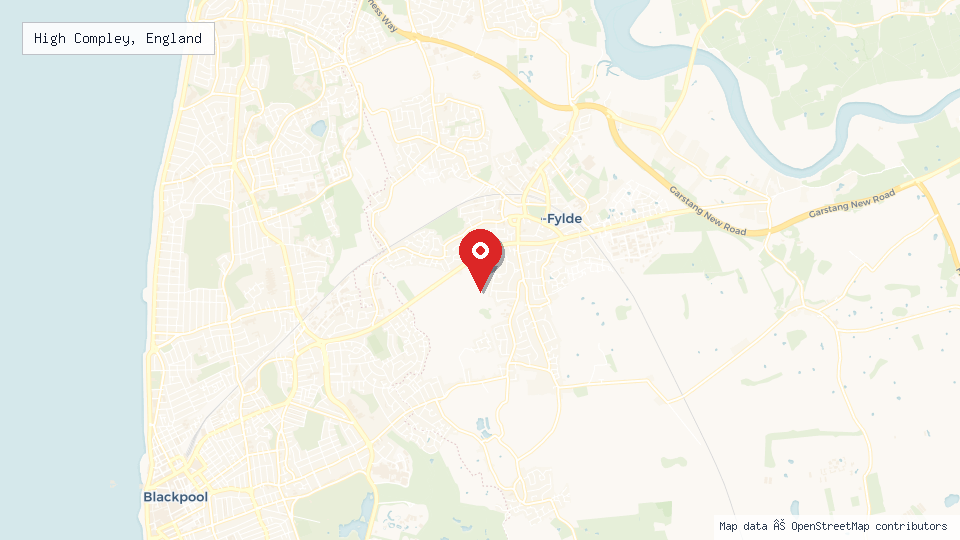 Street map of High Compley, England with location pin