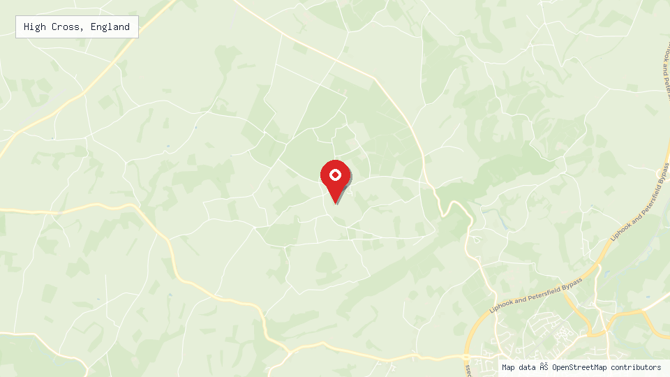 Street map of High Cross, England with location pin