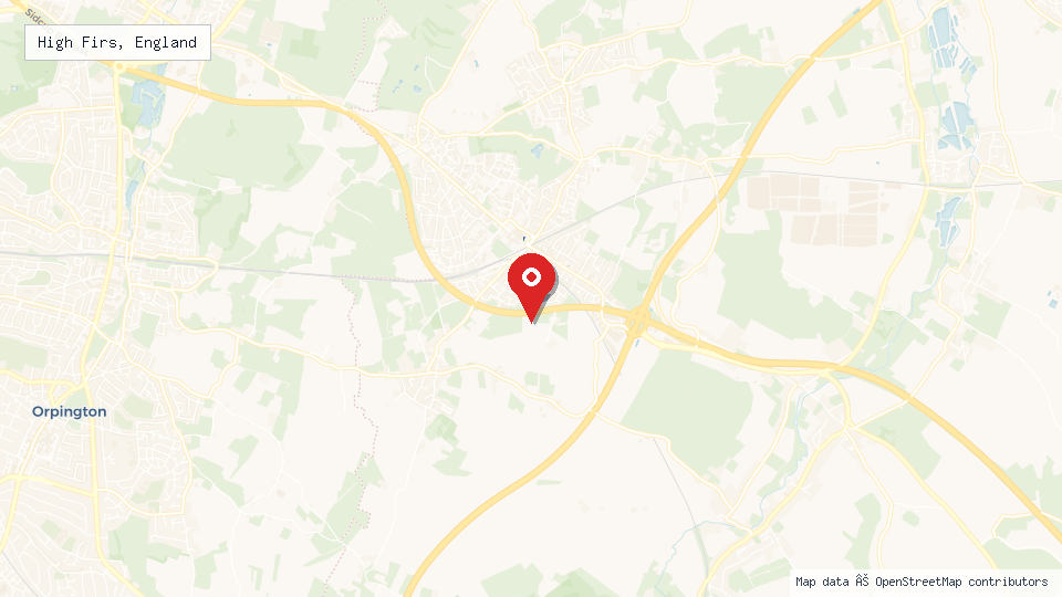 Street map of High Firs, England with location pin