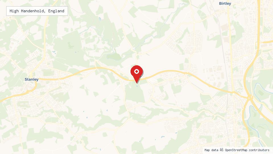 Street map of High Handenhold, England with location pin