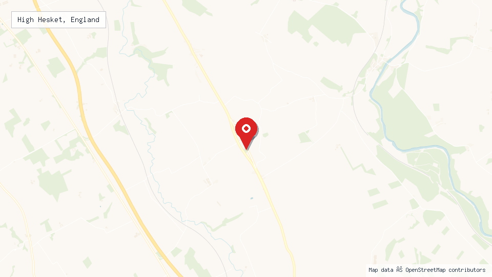 Street map of High Hesket, England with location pin