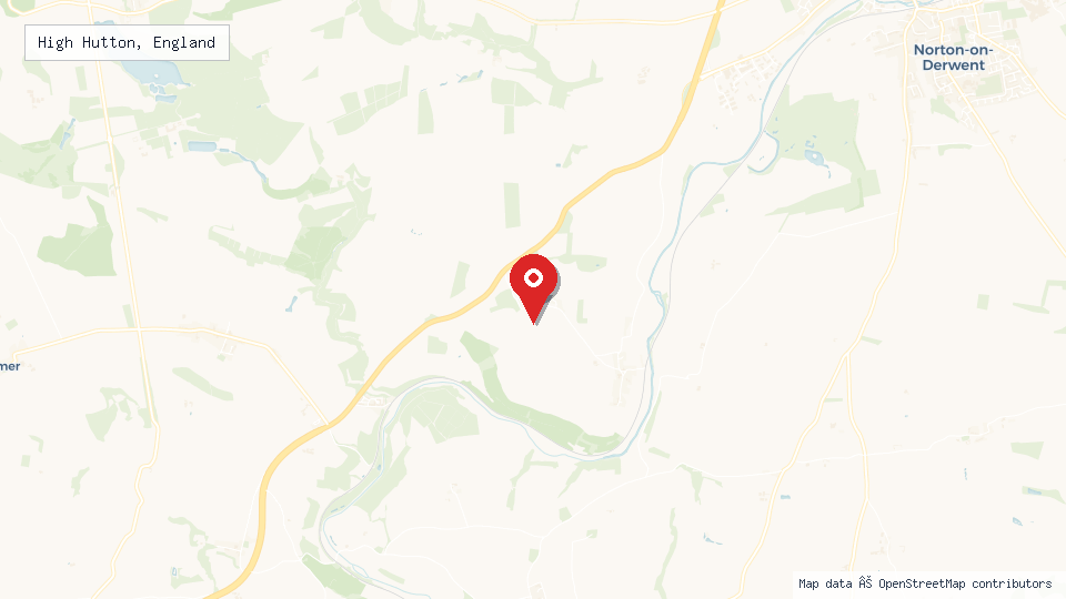 Street map of High Hutton, England with location pin