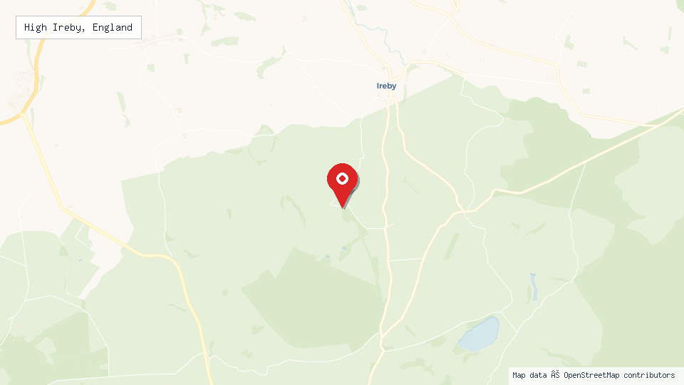 Street map of High Ireby, England with location pin