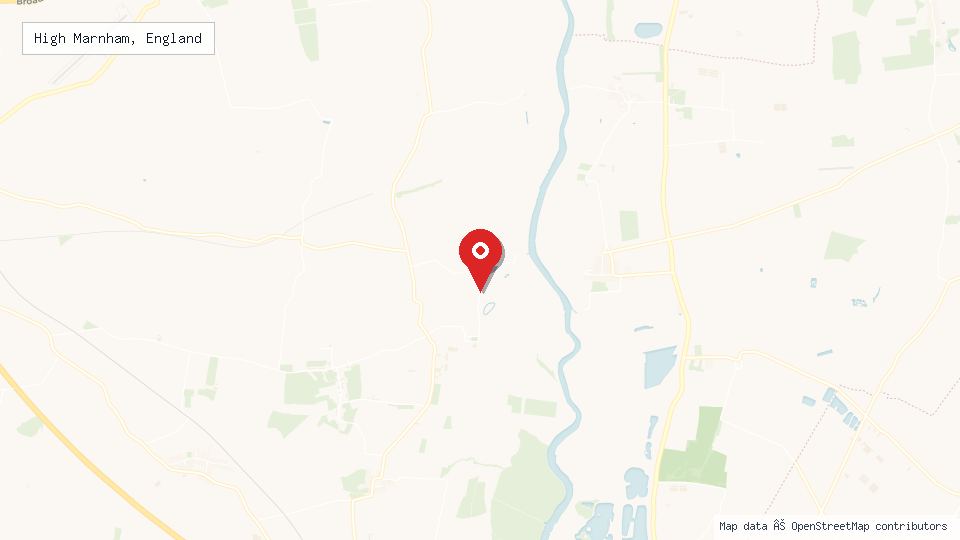 Street map of High Marnham, England with location pin