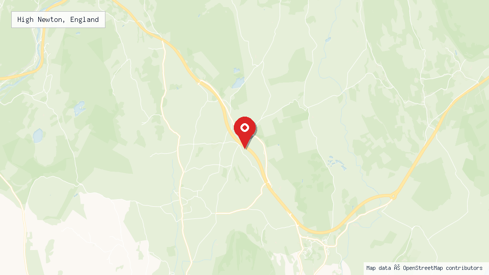 Street map of High Newton, England with location pin