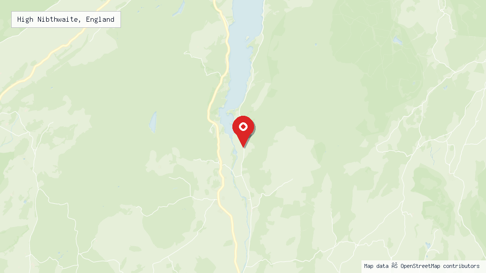 Street map of High Nibthwaite, England with location pin