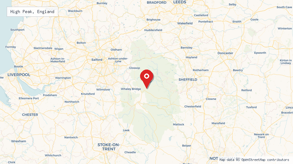 Street map of High Peak, England with location pin