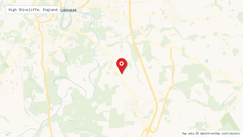 Street map of High Shincliffe, England with location pin