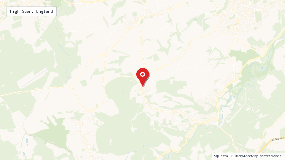 Street map of High Spen, England with location pin