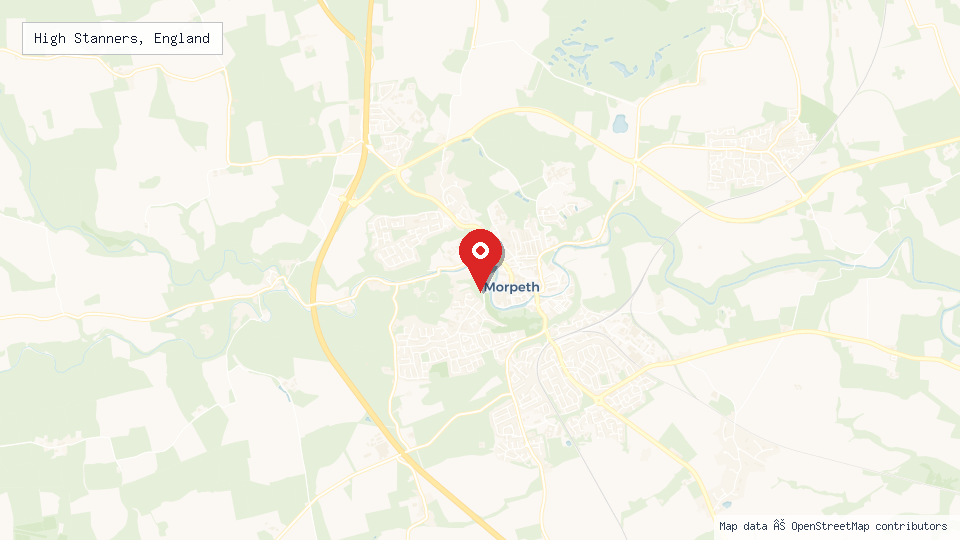 Street map of High Stanners, England with location pin