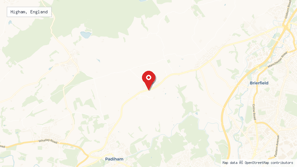 Street map of Higham, England with location pin