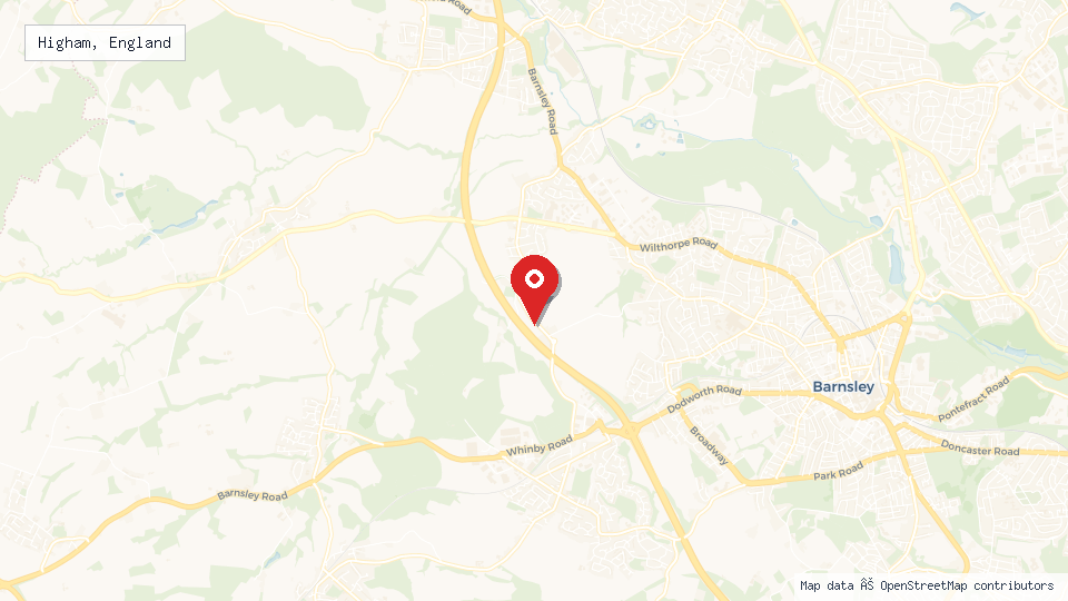 Street map of Higham, England with location pin
