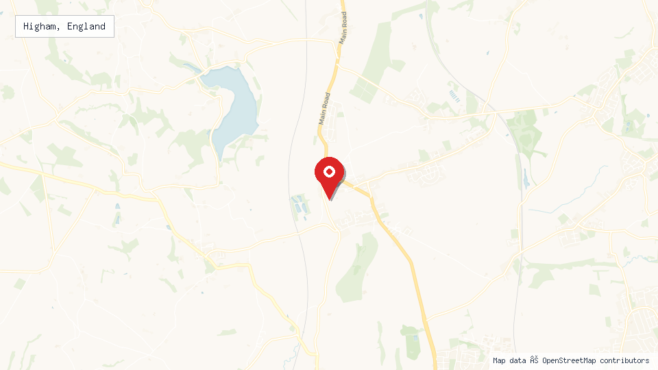 Street map of Higham, England with location pin