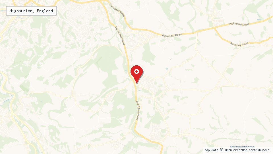 Street map of Highburton, England with location pin