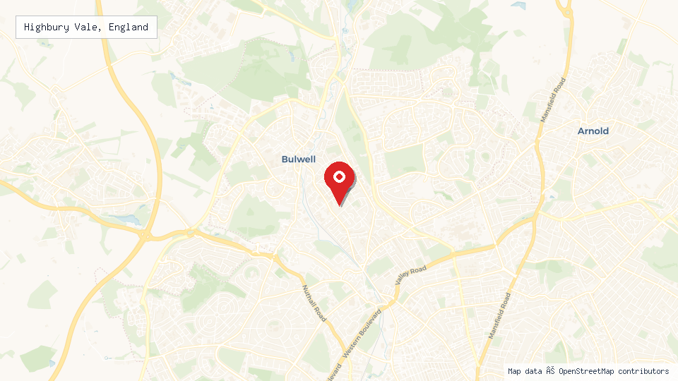 Street map of Highbury Vale, England with location pin