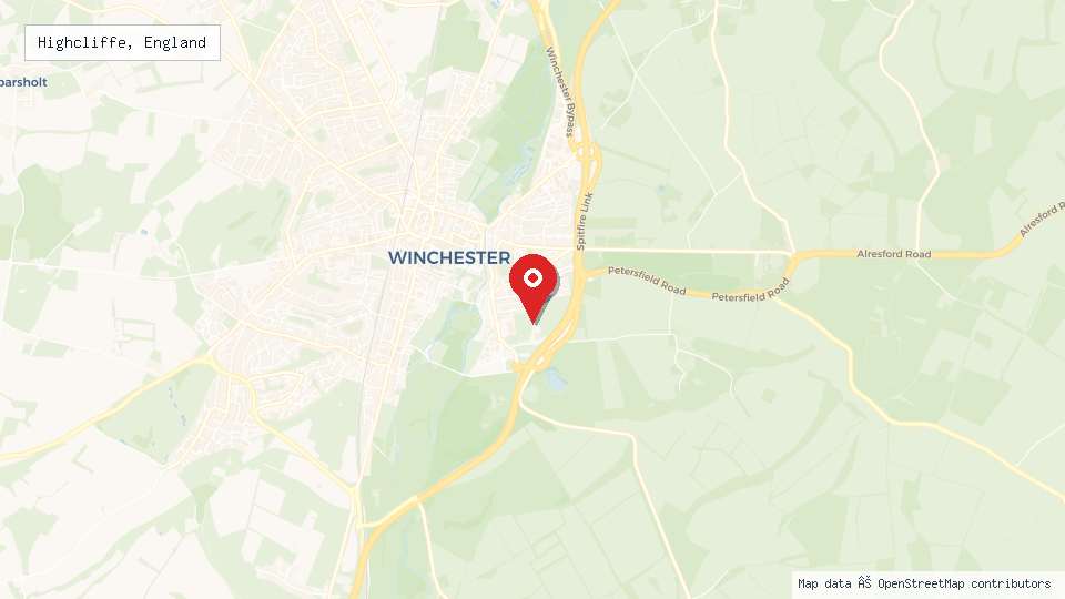 Street map of Highcliffe, England with location pin