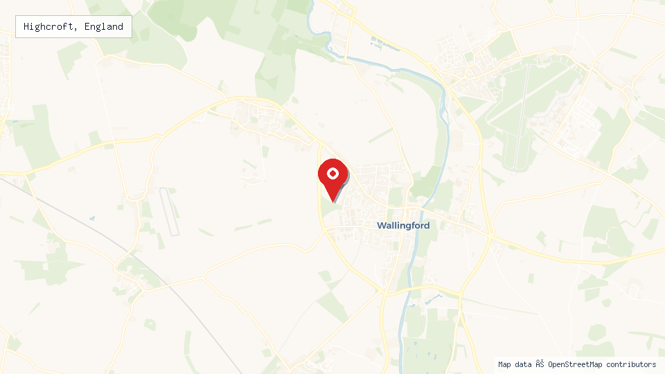 Street map of Highcroft, England with location pin