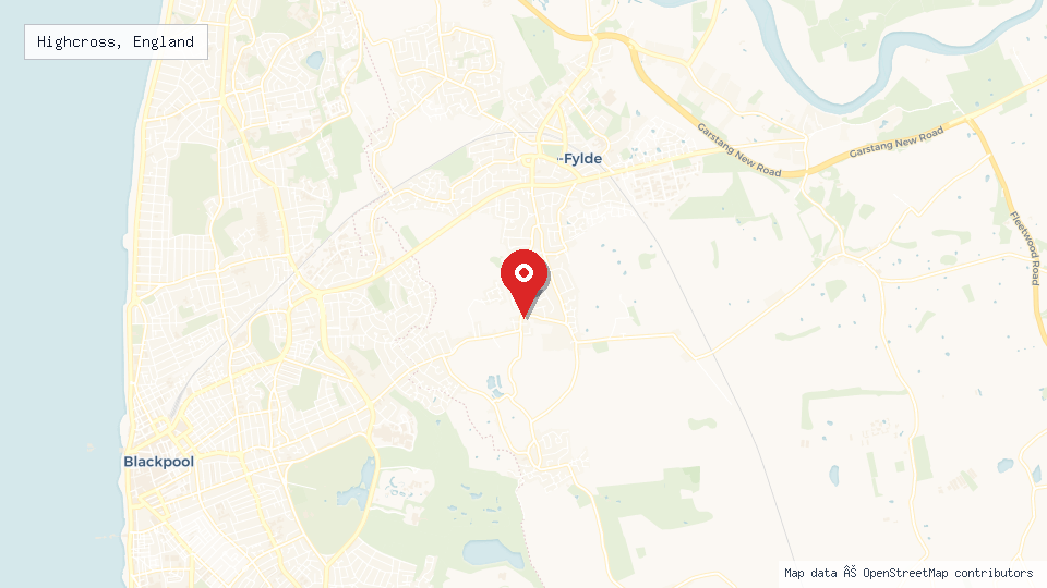 Street map of Highcross, England with location pin