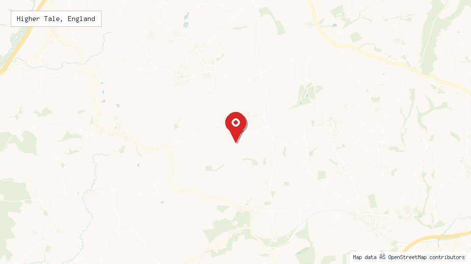 Street map of Higher Tale, England with location pin