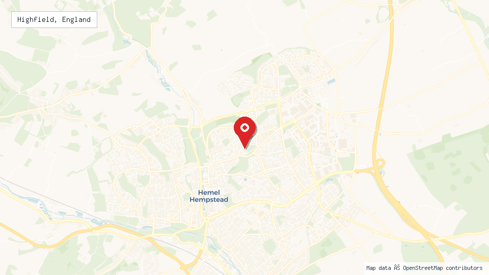 Street map of Highfield, England with location pin